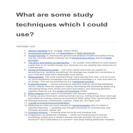 What are some study techniques which I could use?