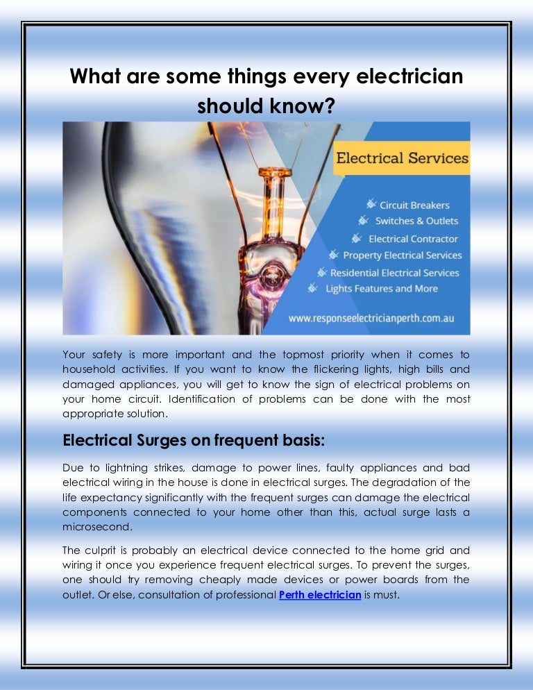 What are some things every electrician should know