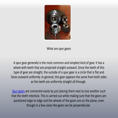 What are spur gears?