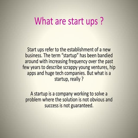 What are start ups | PPTX