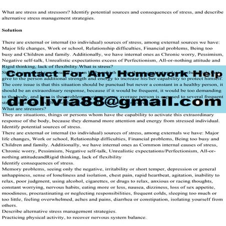 What are stress and stressors Identify potential sources and conseq.pdf