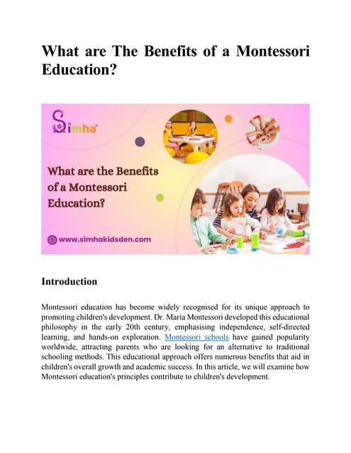 Montessori method of education | PPTX