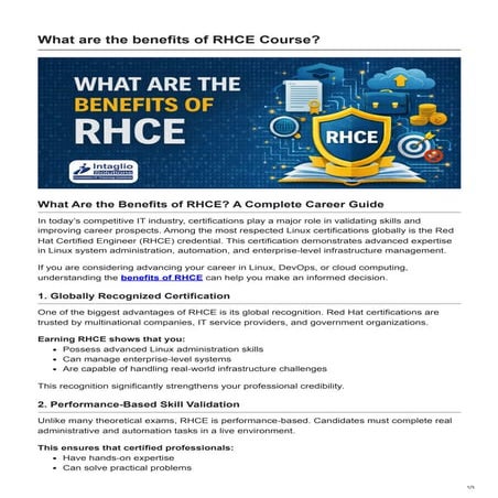 What Are the Benefits of RHCE? A Complete Career Guide | PDF