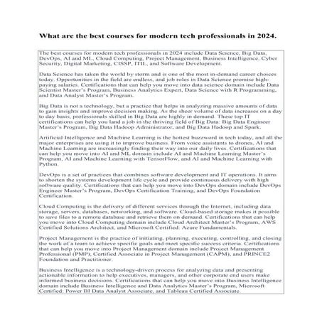 Stay Ahead with the Top Courses for Tech Professionals in 2024-2025 | PDF