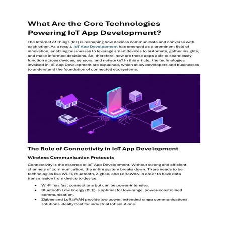What Are the Core Technologies Powering IoT App Development?