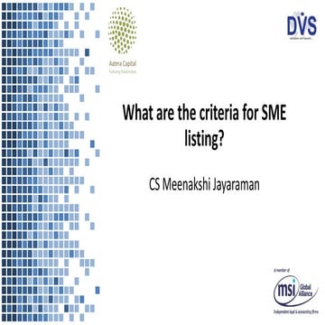 What are the criteria for SME listing?