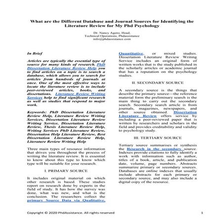 What are the Different Database and Journal Sources for Identifying the Liter...
