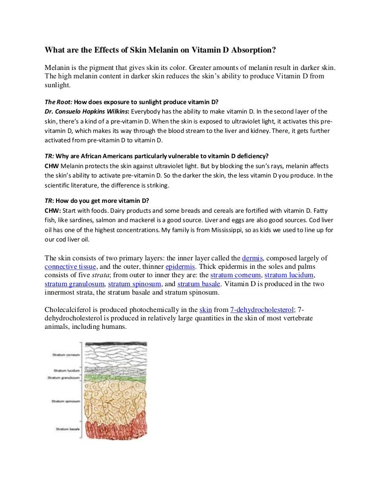 What are the effects of skin melanin on vitamin d absorption