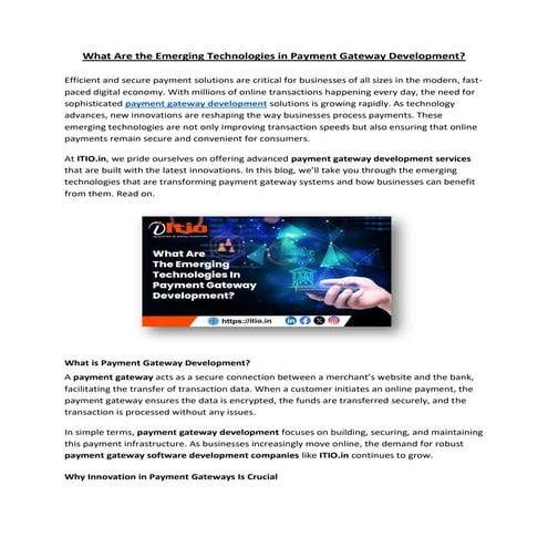 What Are the Emerging Technologies in Payment Gateway Development?