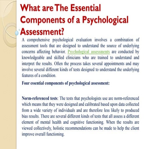 What are The Essential Components of a Psychological Assessment?