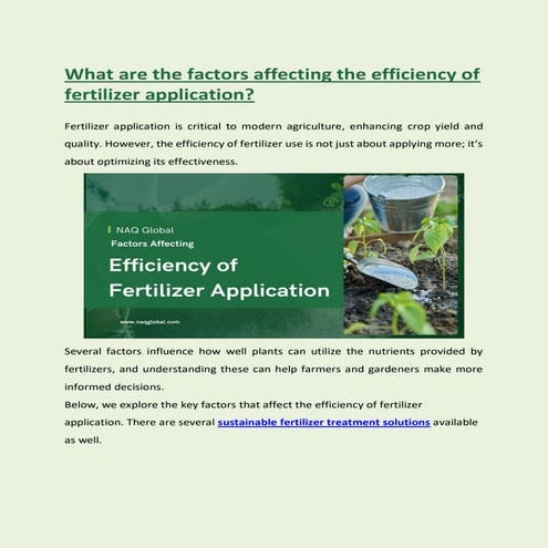 what are the factors affecting the efficiency of fertilizer application .pdf
