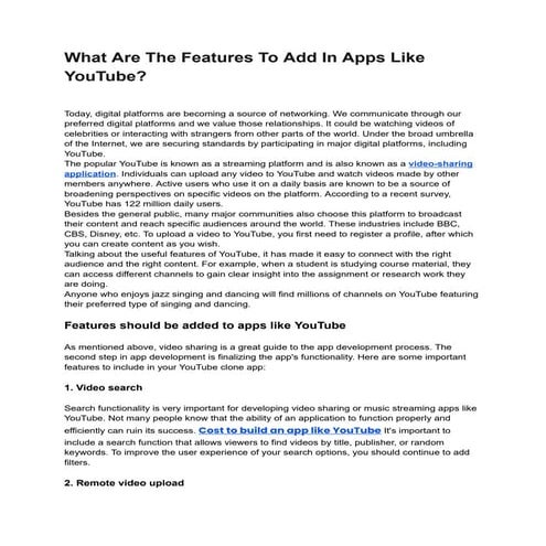 What Are The Features To Add In Apps Like YouTube.pdf