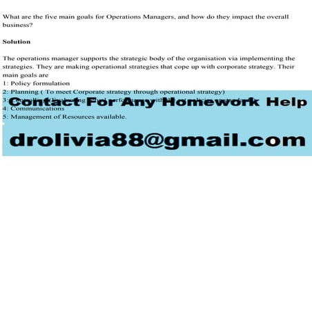 What are the five main goals for Operations Managers, and how do the.pdf