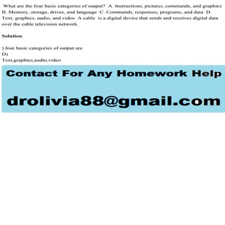 What are the four basic categories of output  A. Instructions, pictu.pdf