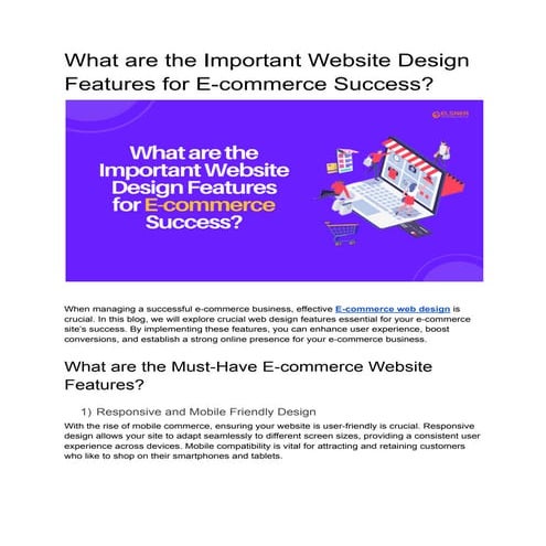 What are the Important Website Design Features for E-commerce Success?