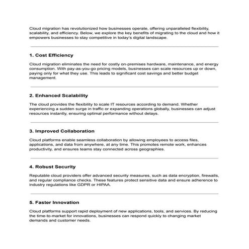 What Are the Key Benefits of Cloud Migration for Businesses?