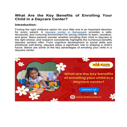 The Benefits of Enrolling Your Child in a Childcare Learning Center ...