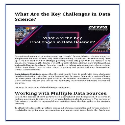What Are the Key Challenges in Data Science - CETPA Infotech Noida
