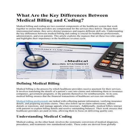 What are the key differences between medical billing and coding.pdf