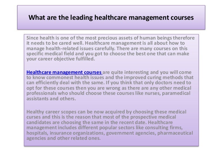 What are the leading healthcare management courses
