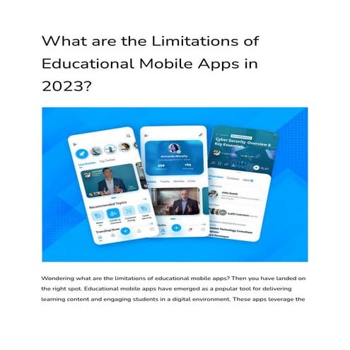 What are the Limitations of Educational Mobile Apps in 2023