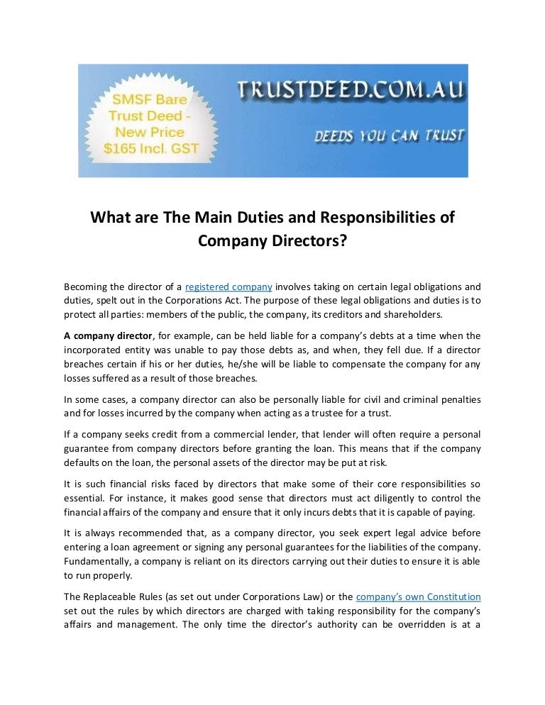 What are The Main Duties and Responsibilities of Company Directors?