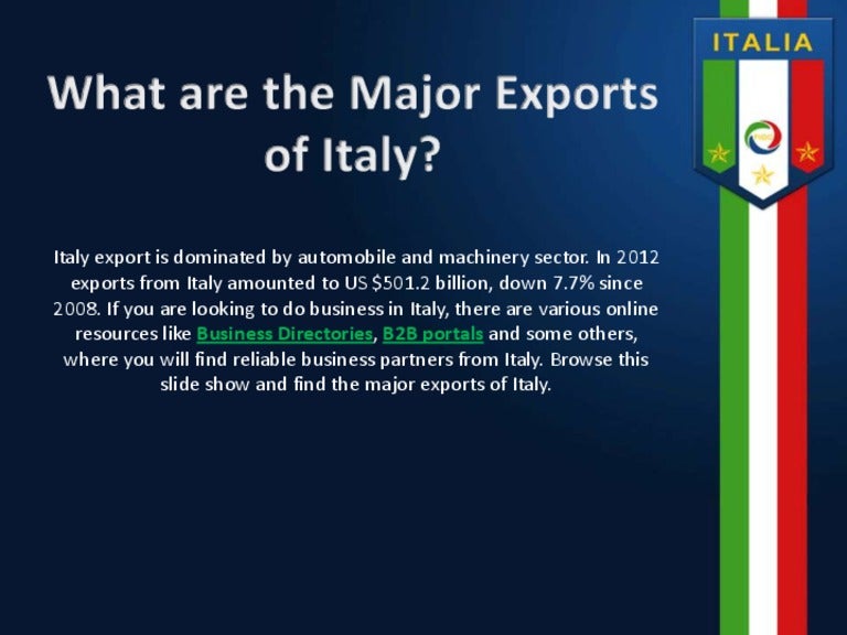 What are the Major Exports of Italy?