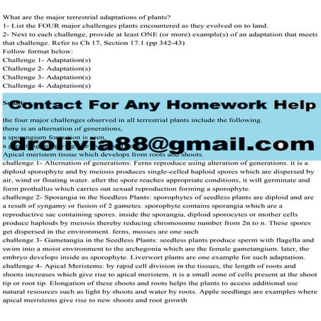 What are the major terrestrial adaptations of plants1- List the F.pdf