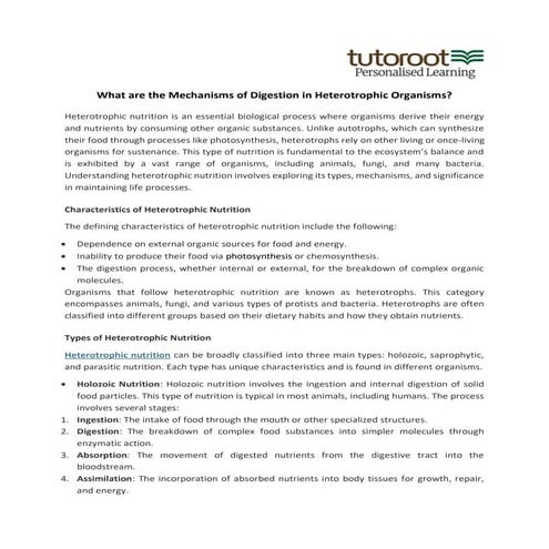 What are the Mechanisms of Digestion in Heterotrophic Organisms?