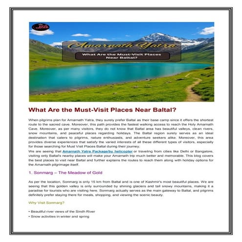 What Are the Must-Visit Places Near Baltal?