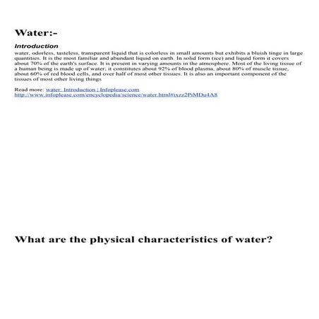 What are the physical characteristics of water