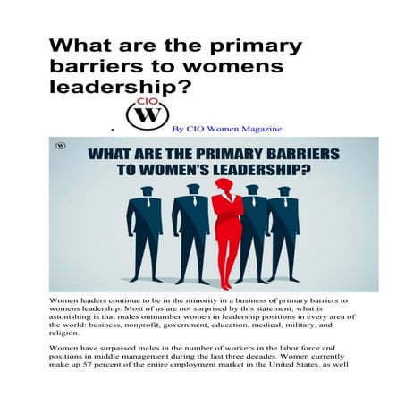 What are the primary barriers to womens leadership? 7 Best Points | CIO Women...