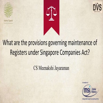 What are the provisions governing maintenance of registers under ...