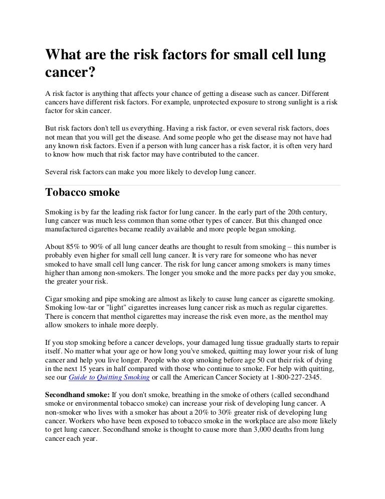 What Are The Risk Factors For Small Cell Lung Cancer
