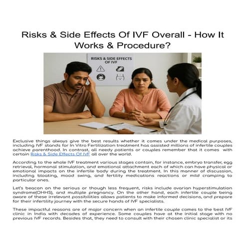 Risks & Side Effects of IVF – Safe Care by Top Experts | PDF