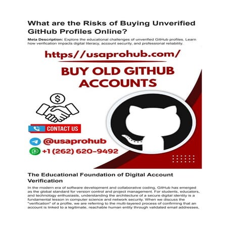 Risks and Educational Importance of Verified GitHub Profiles | PDF