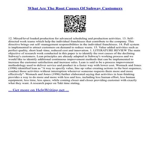 What Are The Root Causes Of Subway Customers
