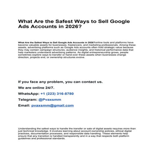 Safest Methods to Sell and Transfer Google Ads Accounts in 2026 | DOCX