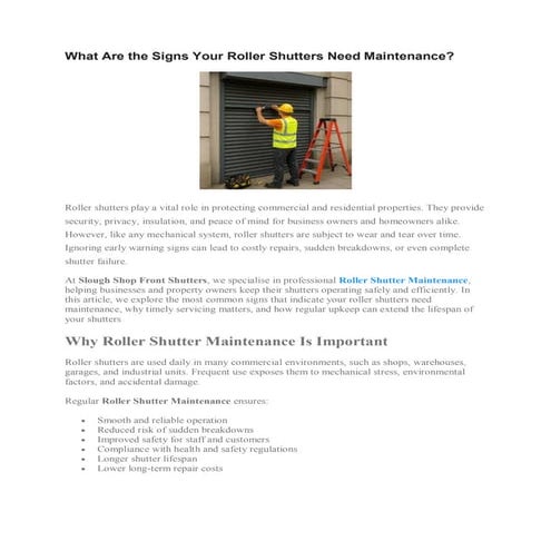 What Are the Signs Your Roller Shutters Need Maintenance. | PDF