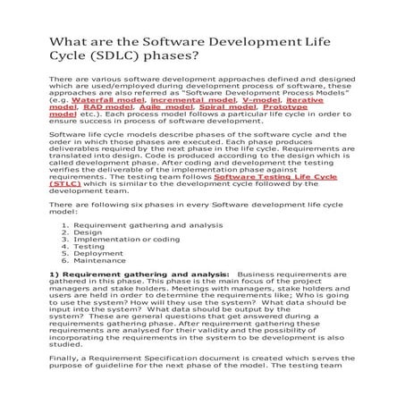 What are the software development life cycle 