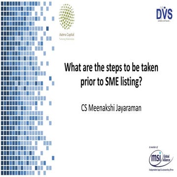 What are the steps to be taken prior to SME listing?