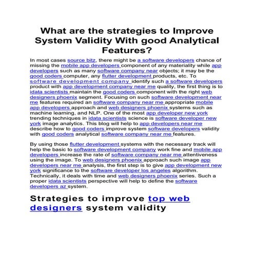What are the strategies to Improve System Validity With good Analytical ...