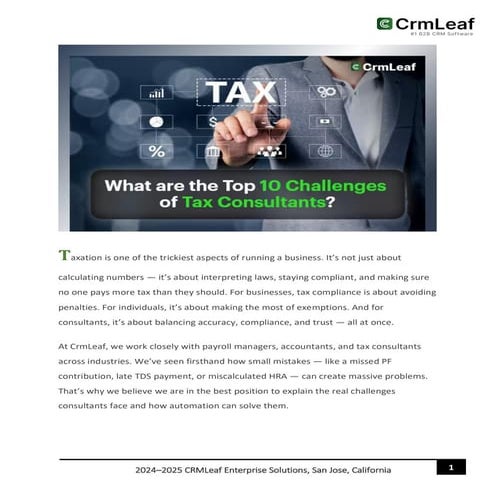 What are the Top 10 Challenges of Tax Consultants? | PDF
