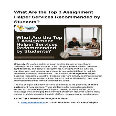 What Should Students Know Before Choosing the Top 3 Assignment Helper ...