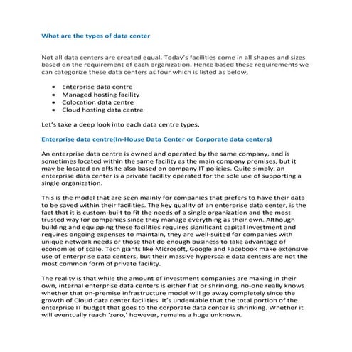 What are the types of data centers