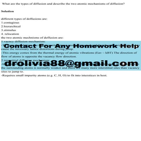 What are the types of diffusion and describe the two atomic mechanism.pdf