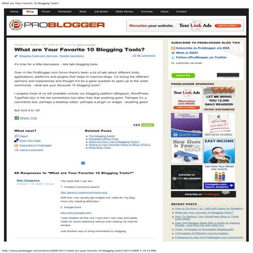 What Are Your Favorite 10 Blogging Tools
