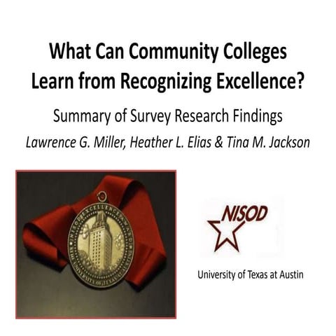 What can community colleges learn from recognizing excellence summary