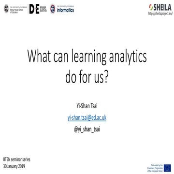 What can learning analytics do for us