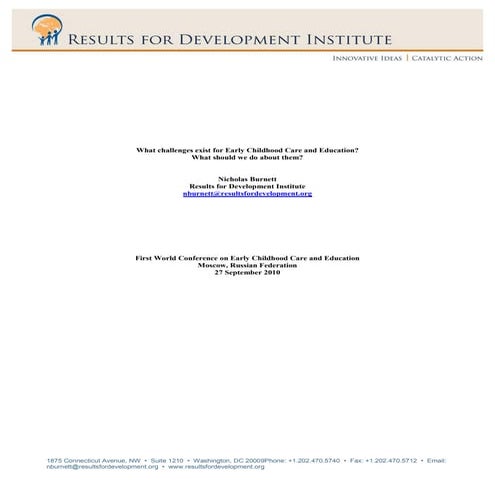 What challenges exist for early childhood care and education | PDF
